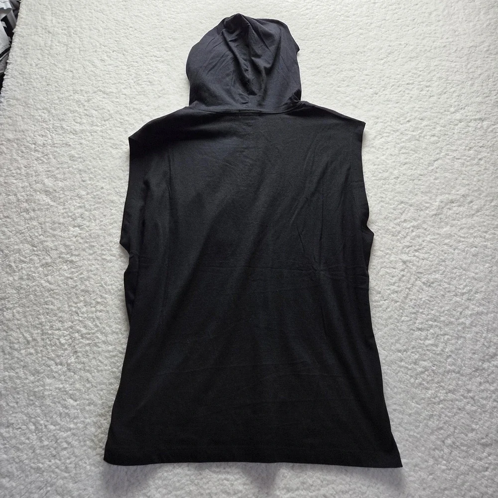 True Religion Shirt Mens Medium Black Buddha Tour Graphic Hooded Sleeveless Tee